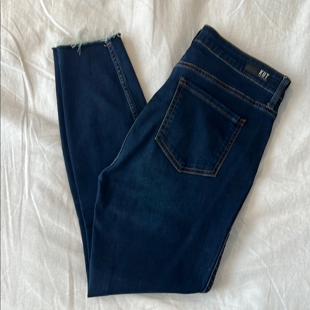 Kut from the Kloth Women's Stretch Skinny Jeans in Dark Blue Size 8